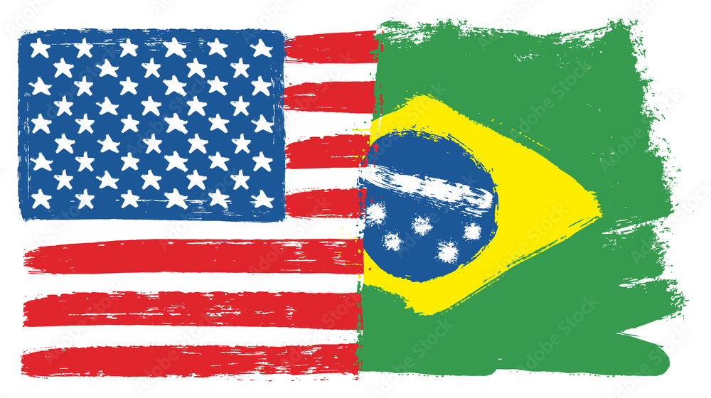 Brazilian and American flags